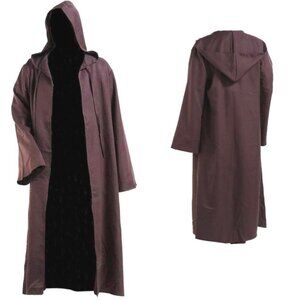 Brown Hooded Robe Cloak Cosplay Halloween Costume Size Small